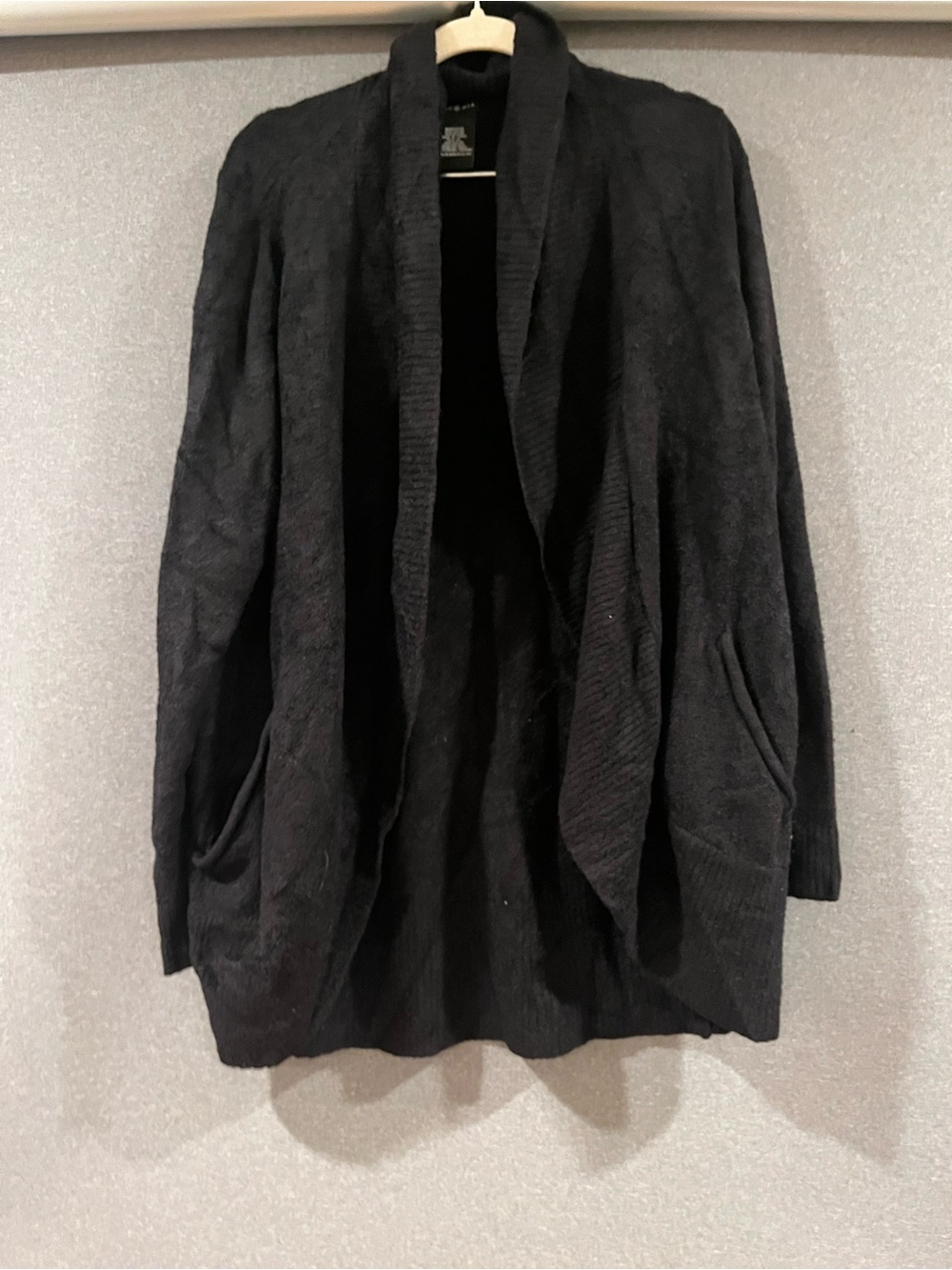 Open-Front Shawl Collar Cardigan - Black